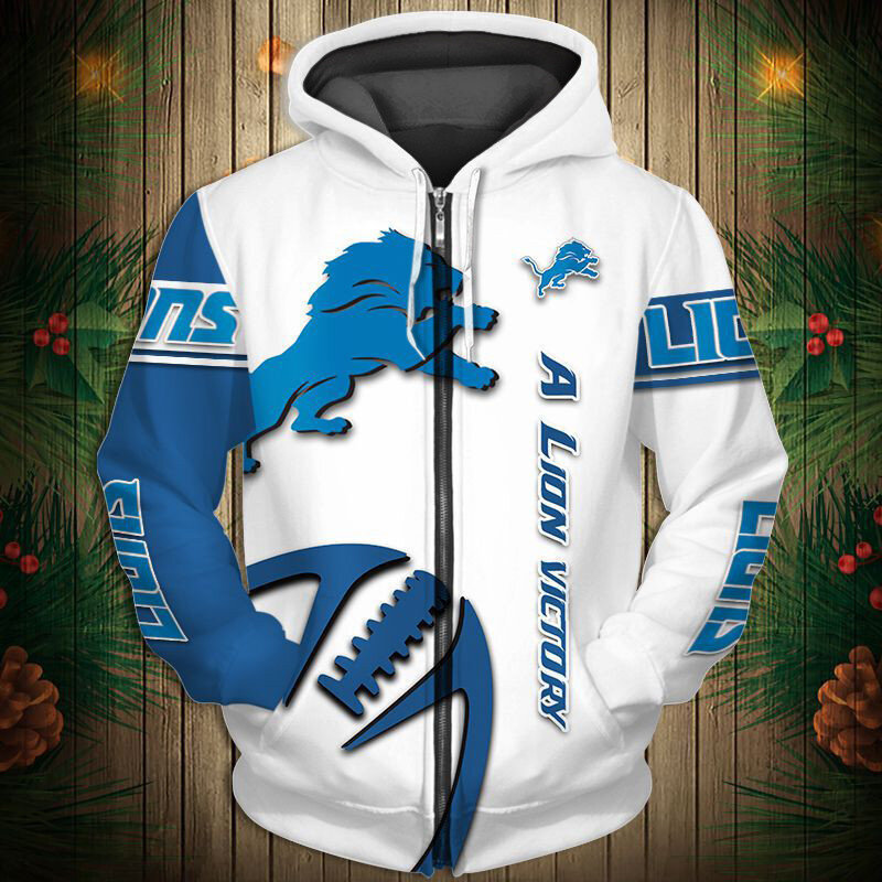 National Football League Detroit Lions Team Log Printed Hoodie