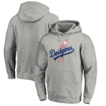 MLB Baseball Hoodie Los Angeles Dodgers Grey,long sleeve baseball hooded sweatshirt with drawstring and two pocket
