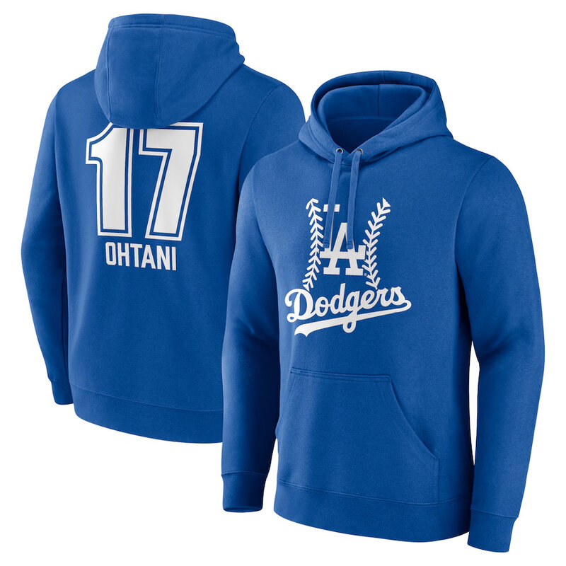 MLB Baseball Hoodie Los Angeles Dodgers Shohei Blue,long sleeve baseball hooded sweatshirt with drawstring and two pocket