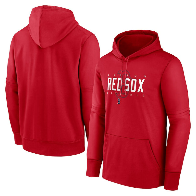 Boston Red Sox baseball Gear - MLB Boston Red Sox Pullover Hoodie Red,long sleeve drawstring hooded baseball apparel with front pockets