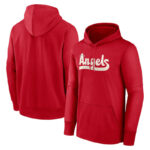 MLB Gear Los Angeles Angels Pullover Hoodie Red,long sleeve baseball drawstring hooded sweatshirt with two pockets