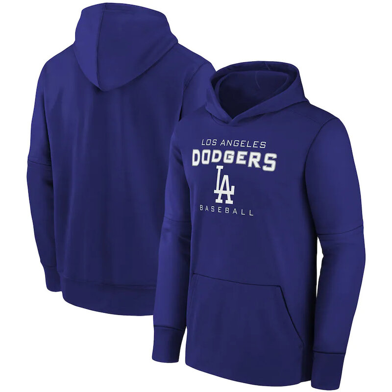 MLB Gear Los Angeles Dodgers Pullover Hoodie Blue,long sleeve baseball hooded sweatshirt with drawstring and two pocket