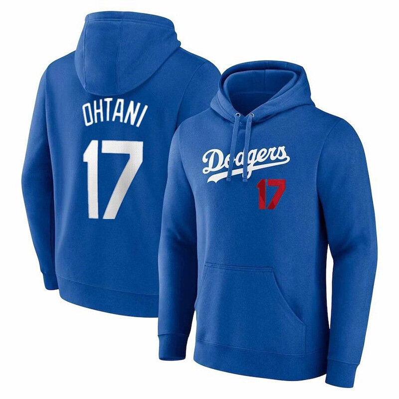 MLB Hoodie Los Angeles Dodgers Shohei Ohtani Num 17,long sleeve baseball hooded sweatshirt with drawstring and two pocket