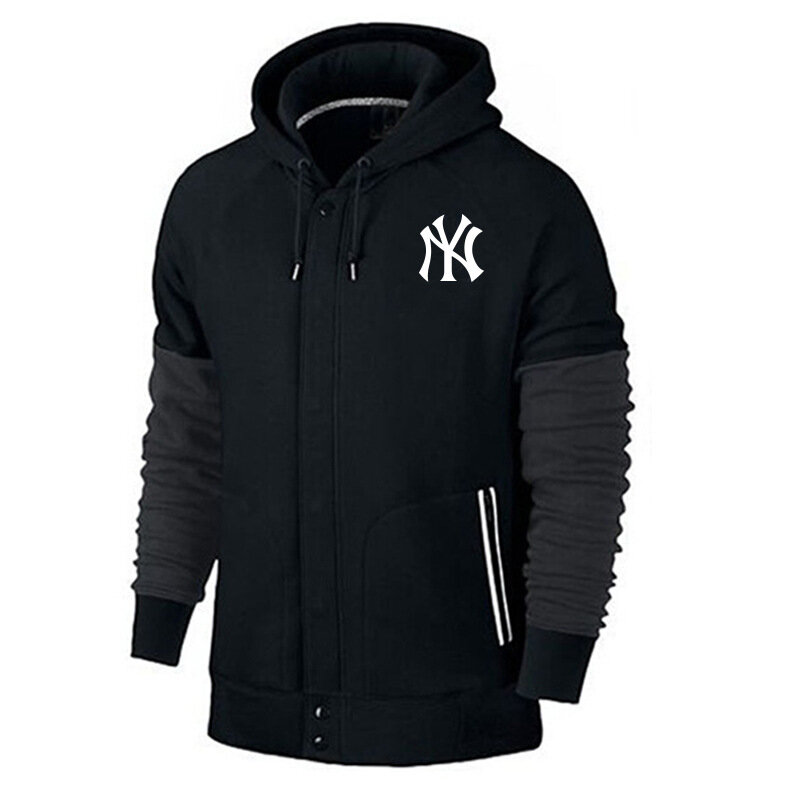 MLB jersey - MLB Jersey New York Yankees Zip UP Hoodie Black,long sleeve drawstring hooded baseball apparel with front pockets