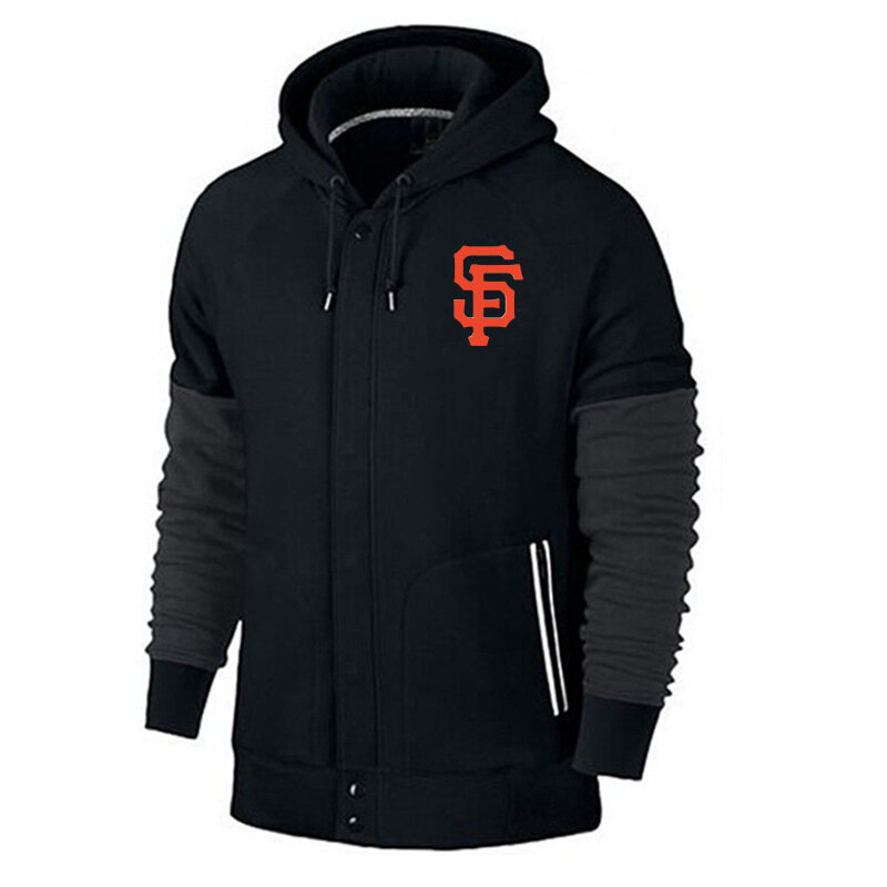 MLB official licensed merchandise - MLB Jersey San Francisco Giants Zip UP Hoodie Black,long sleeve drawstring hooded baseball gear with two front pockets