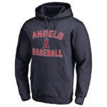 MLB Los Angeles Angels Baseball Hoodie Dark Blue,long sleeve baseball drawstring hooded sweatshirt with two pockets