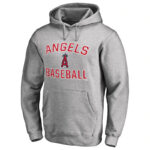 MLB Los Angeles Angels Pullover Baseball Hoodie Grey,long sleeve baseball drawstring hooded sweatshirt with two pockets