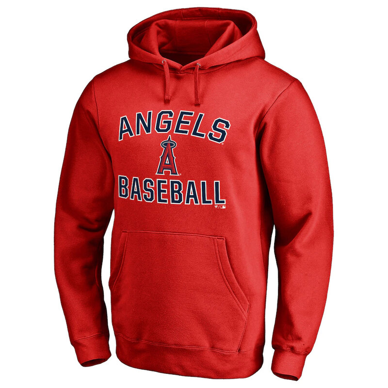 MLB Los Angeles Angels Pullover Baseball Hoodie Red,long sleeve baseball drawstring hooded sweatshirt with two pockets