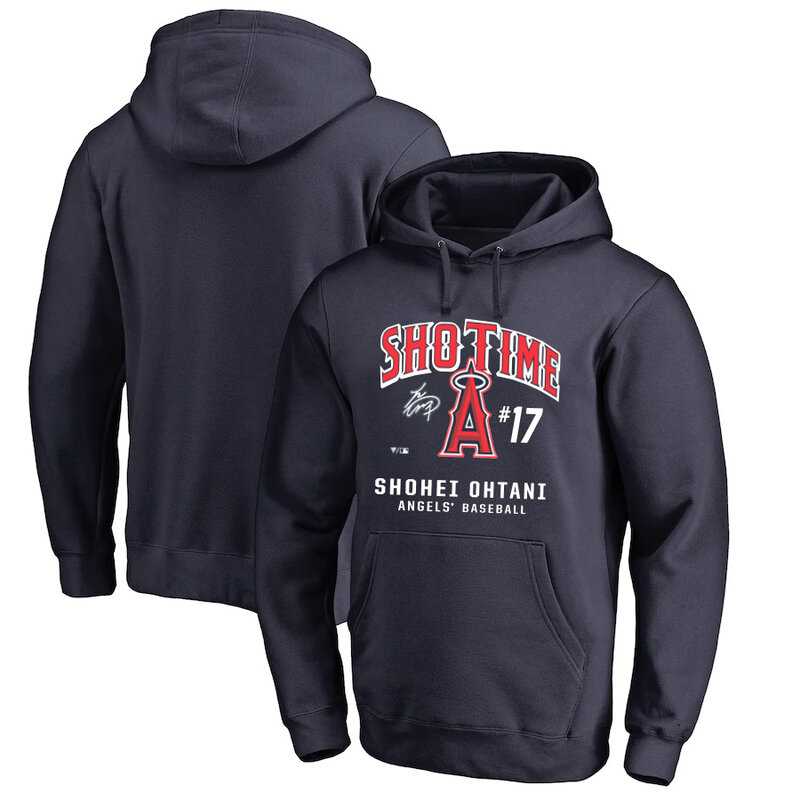 MLB Los Angeles Angels Sho-Time Shohei Ohtani Hooded Sweatshirt Blue,long sleeve baseball drawstring hooded sweatshirt with two pockets