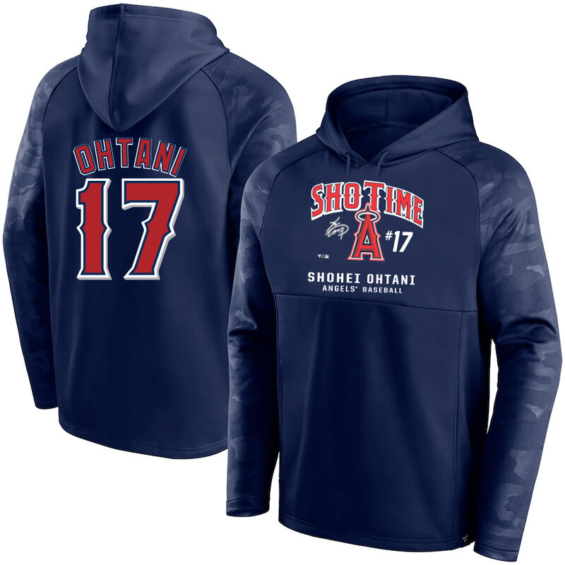 MLB Los Angeles Angels Sho-time Shohei Ohtani Baseball Hoodie Blue,long sleeve baseball drawstring hooded sweatshirt with two pockets