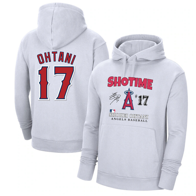 MLB Los Angeles Angels Sho-time Shohei Ohtani Pullover Hoodie White,long sleeve baseball drawstring hooded sweatshirt with two pockets
