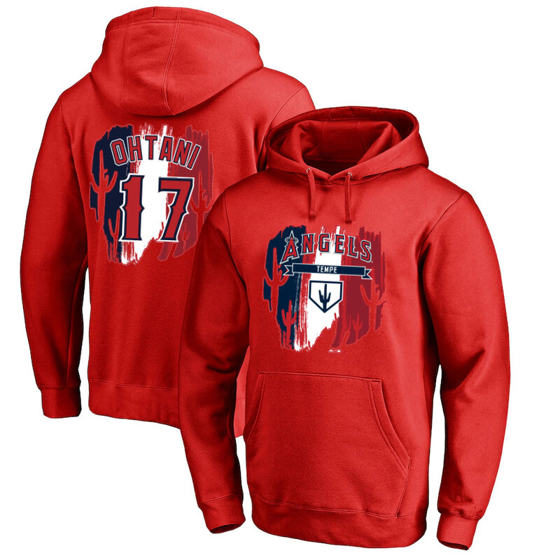 MLB Los Angeles Angels Tempe Shohei Ohtani Baseball Hoodie Red,long sleeve baseball drawstring hooded sweatshirt with two pockets