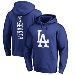 MLB Los Angeles Dodgers Corey Seager Pullover Hoodie Blue,long sleeve baseball hooded sweatshirt with drawstring and two pocket
