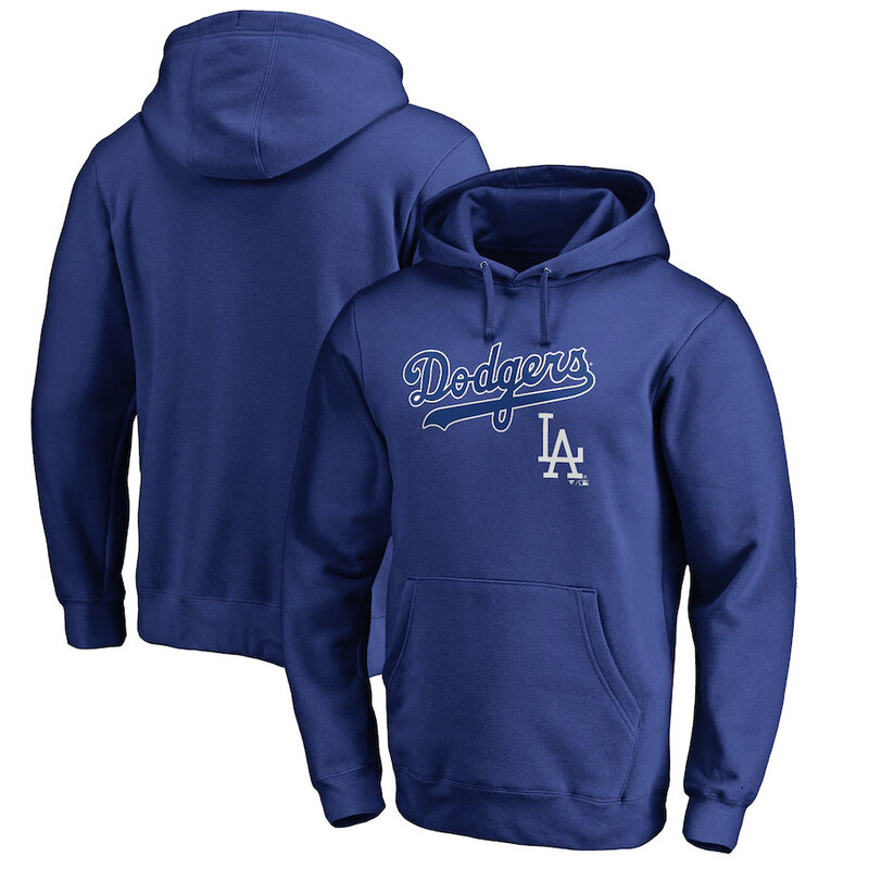 MLB Los Angeles Dodgers Pullover Merchandise Hoodie Blue,long sleeve baseball hooded sweatshirt with drawstring and two pocket