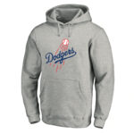 MLB Los Angeles Dodgers Pullover Merchandise Hoodie Grey,long sleeve baseball hooded sweatshirt with drawstring and two pocket