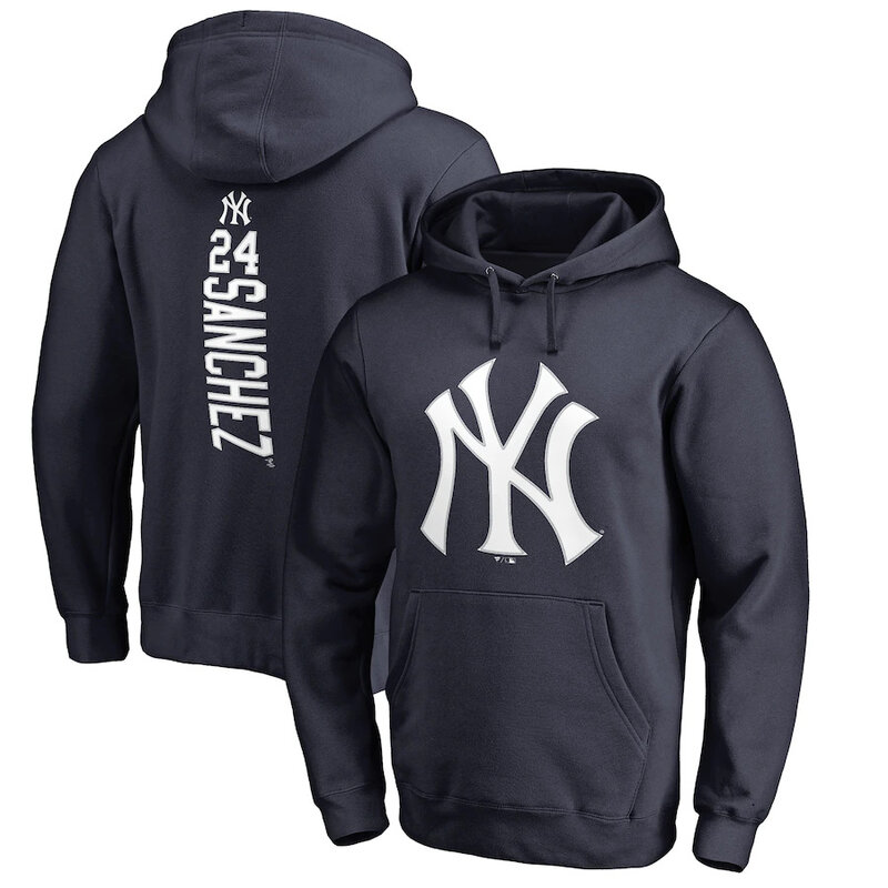 MLB jersey - MLB New York Yankees Gary Sánchez Baseball Hoodie Dark Blue,long sleeve drawstring hooded baseball apparel with front pockets