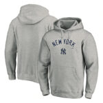 MLB jersey - MLB New York Yankees Pullover Baseball Hoodie Grey,long sleeve drawstring hooded baseball apparel with front pockets