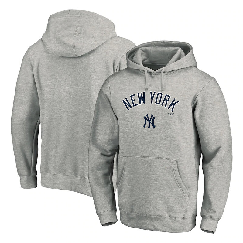 MLB jersey - MLB New York Yankees Pullover Baseball Hoodie Grey,long sleeve drawstring hooded baseball apparel with front pockets