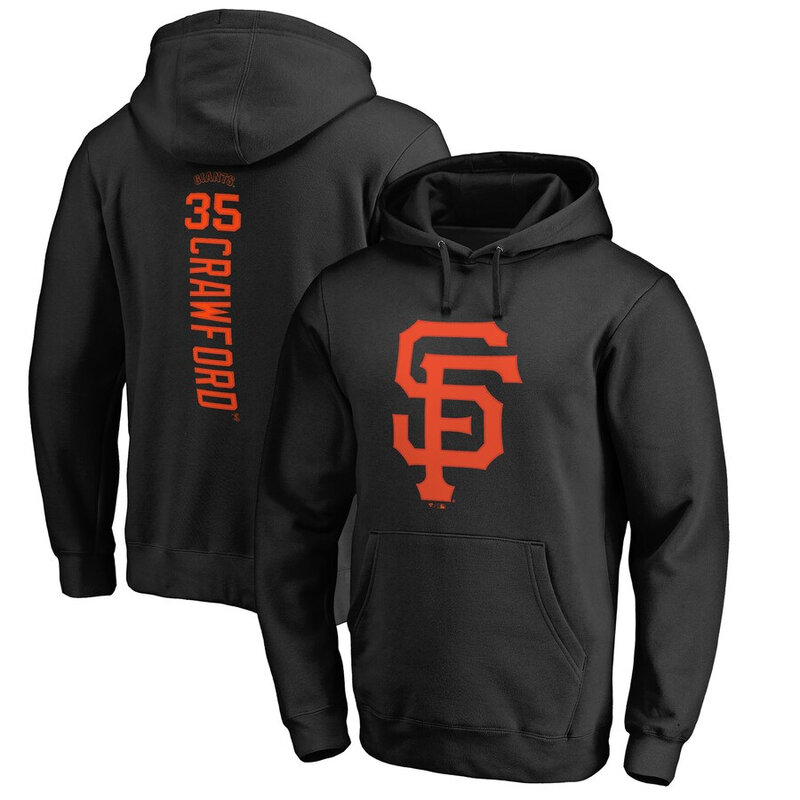 MLB official licensed merchandise - MLB San Francisco Giants Brandon Crawford Baseball Hoodie Black,long sleeve drawstring hooded baseball gear with two front pockets