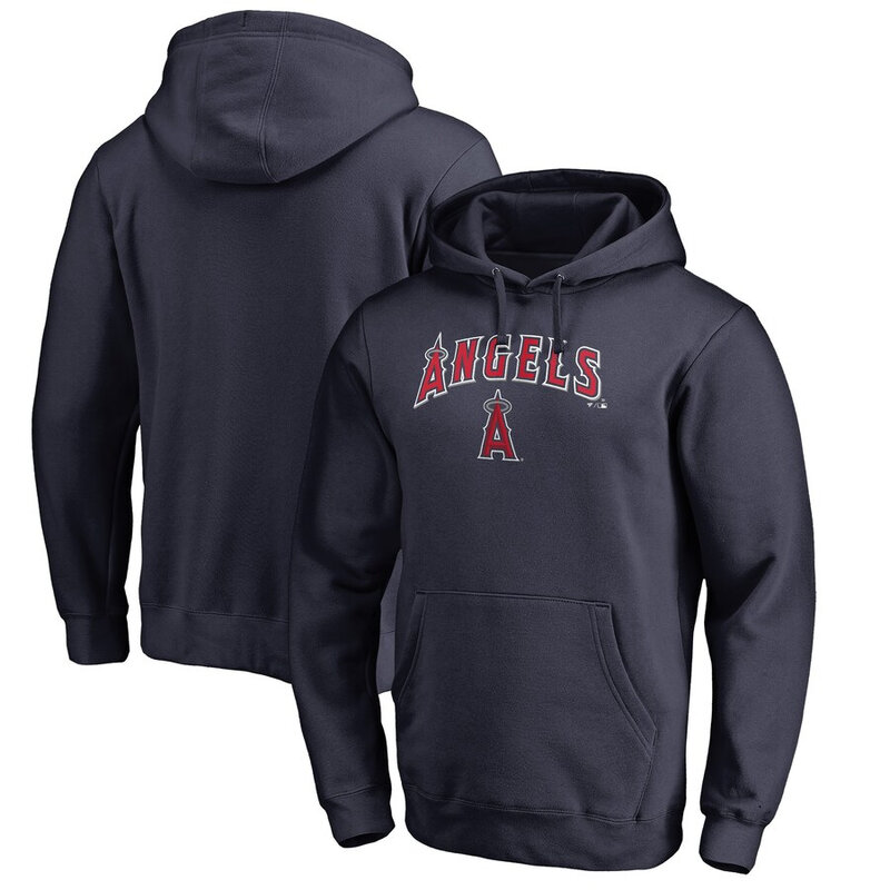 MLB Team Los Angeles Angels Pullover Hoodie Dark Blue,long sleeve baseball drawstring hooded sweatshirt with two pockets