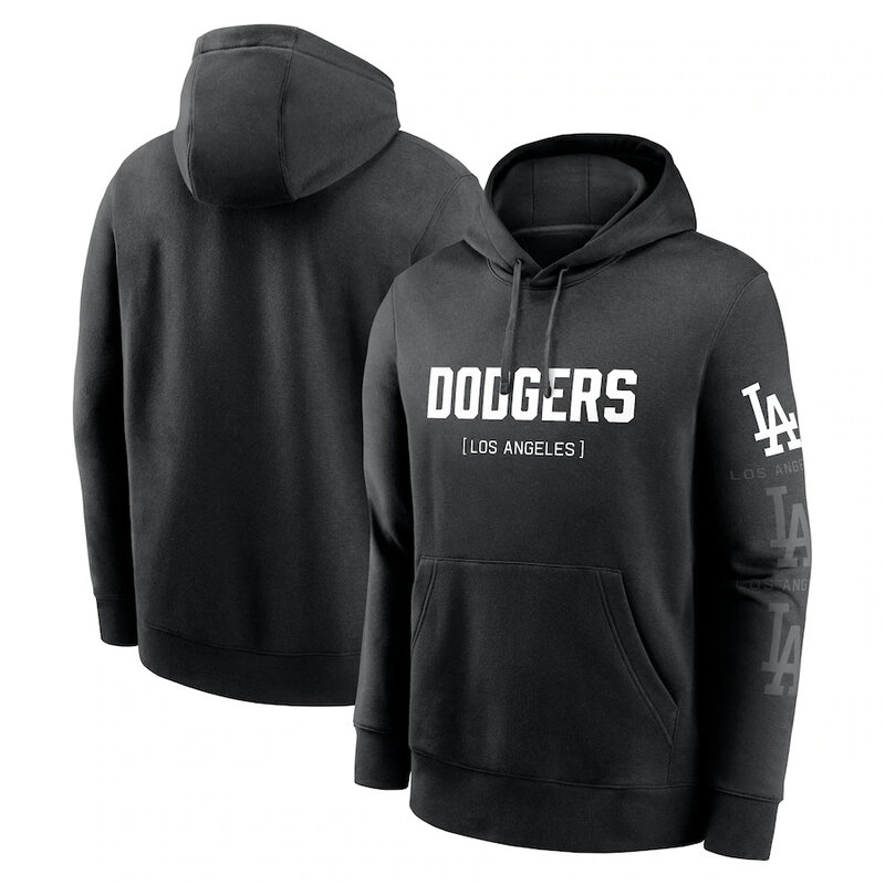 MLB Team Los Angeles Dodgers Baseball Hoodie Black,long sleeve baseball hooded sweatshirt with drawstring and two pocket