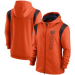 National Football League (NFL) Chicago Bears long sleeve full zip up hoodie with drawstring hooded for NFL die-heart fans