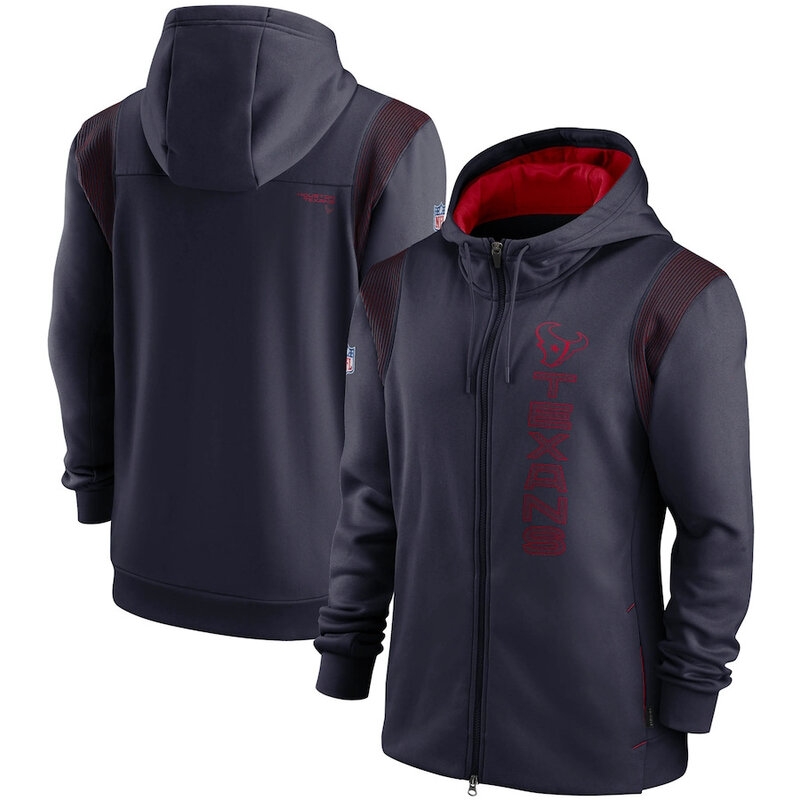 National Football League (NFL) Houston Texans long sleeve full zip up hoodie with drawstring hooded for NFL die-heart fans