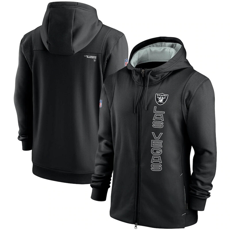 National Football League (NFL) Las Vegas Raiders long sleeve full zip up hoodie with drawstring hooded for NFL die-heart fans