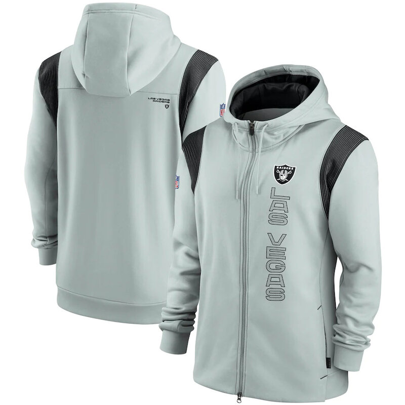 National Football League (NFL) Las Vegas Raiders long sleeve full zip up hoodie with drawstring hooded for NFL die-heart fans