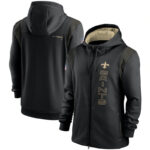 National Football League (NFL) New Orleans Saints long sleeve full zip up hoodie with drawstring hooded for NFL die-heart fans