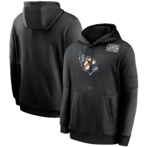 NFL apparel - NFL Arizona Cardinals Crucial Catch Football Hoodie Black,long sleeve drawstring hooded baseball sweatshirt with front pockets