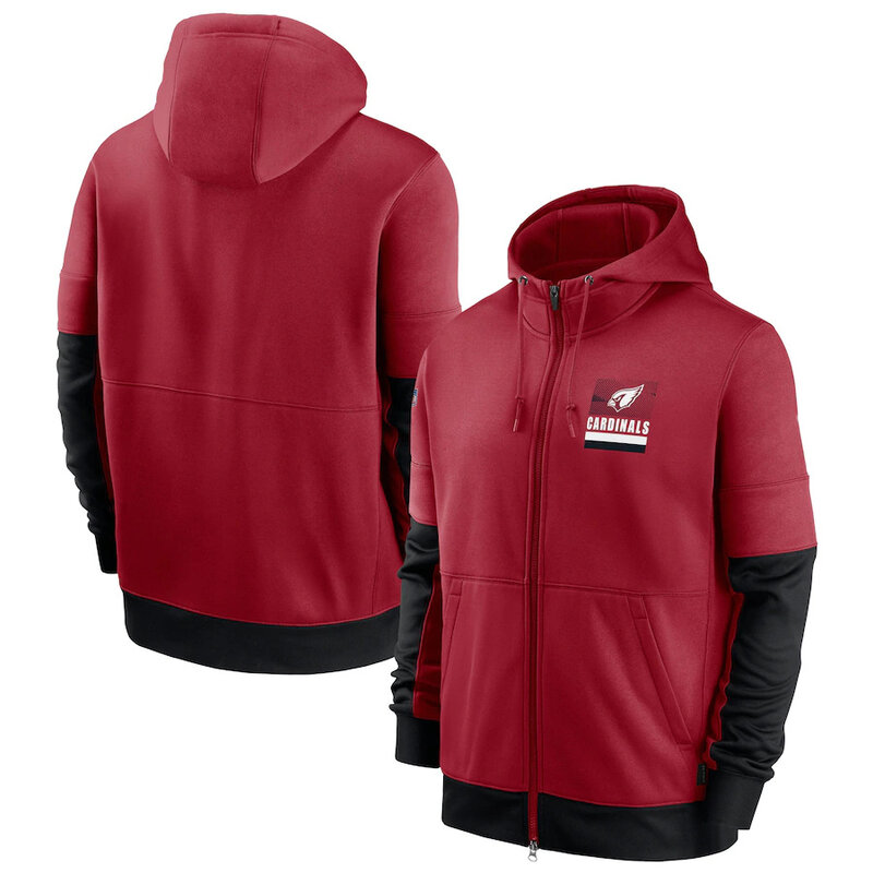 NFL Official Licensed NFL Arizona Cardinals Full Zip UP Hoodie Red - america National Football League football Gear Apparel