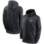 NFL Official Licensed NFL Atlanta Falcons Full Zip UP Hoodie Black - america National Football League football Gear Apparel