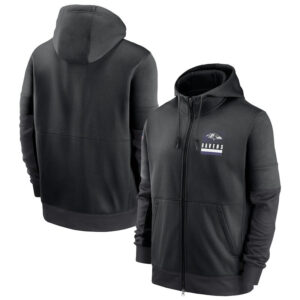 NFL Official Licensed NFL Baltimore Ravens Full Zip UP Hoodie Black - america National Football League football Gear Apparel