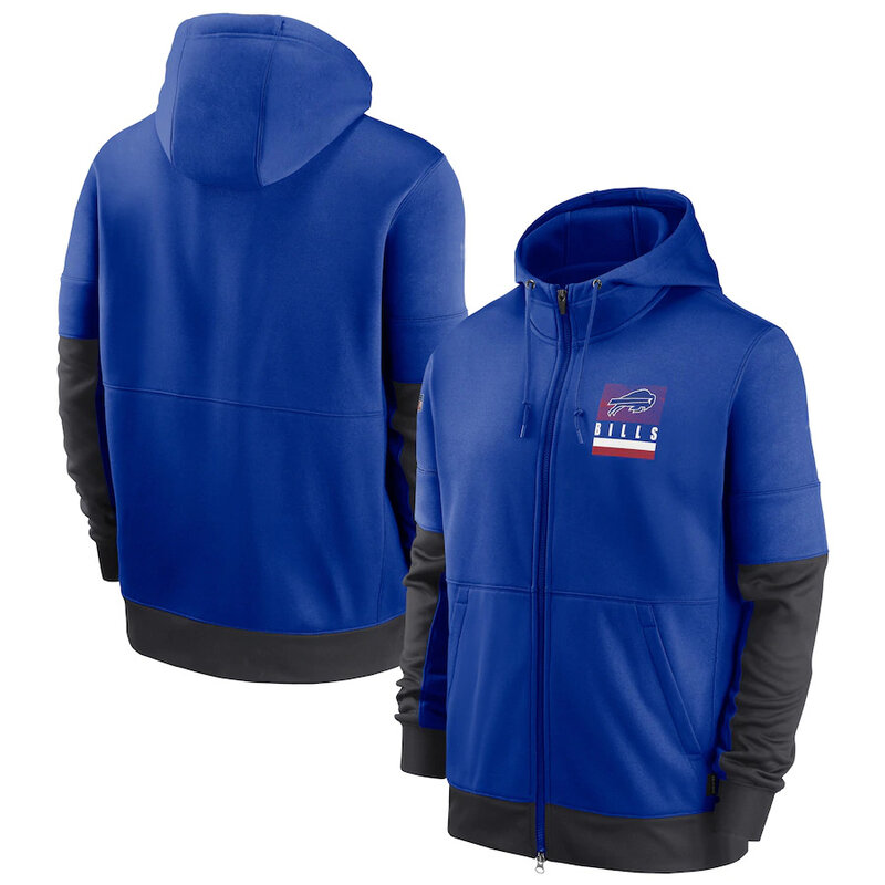 NFL Official Licensed NFL Buffalo Bills Full Zip UP Hoodie Blue - america National Football League football Gear Apparel