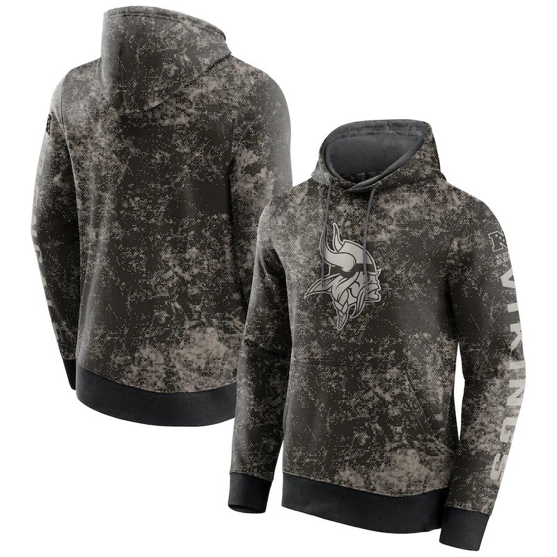 NFL Camouflage Hoodie Minnesota Vikings Jersey Black,Classic Team Logo - Long Sleeve Unisex Adult Pullover Hoodie - Officially Licensed NFL Apparel