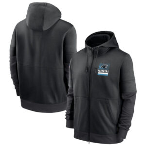 NFL Official Licensed NFL Carolina Panthers Full Zip UP Hoodie Black - america National Football League football Gear Apparel