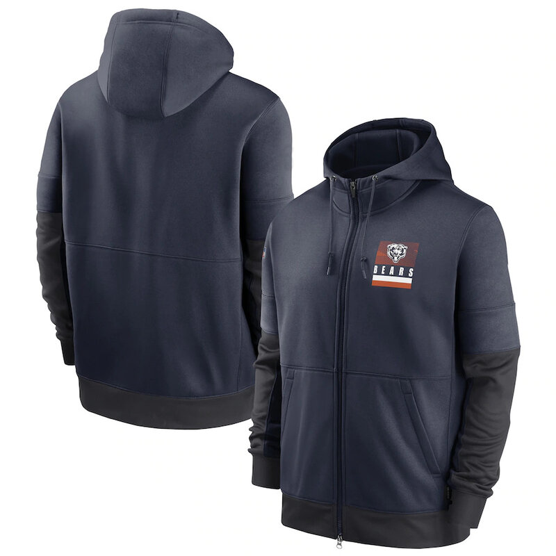 NFL Official Licensed NFL Chicago Bears Full Zip UP Hoodie Blue - america National Football League football Gear Apparel
