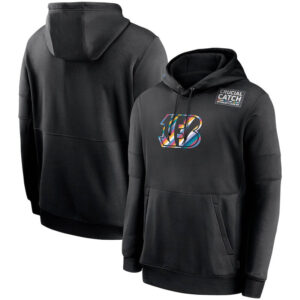 NFL apparel - NFL Cincinnati Bengals Crucial Catch Football Hoodie Black,long sleeve drawstring hooded baseball sweatshirt with front pockets