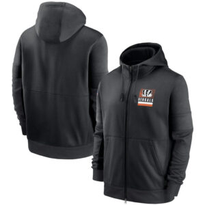 NFL Official Licensed NFL Cincinnati Bengals Full Zip UP Hoodie Black - america National Football League football Gear Apparel