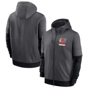 NFL Official Licensed NFL Cleveland Browns Full Zip UP Hoodie Grey - america National Football League football Gear Apparel