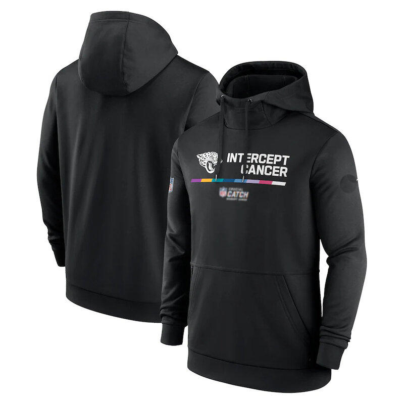 NFL apparel - NFL Crucial Catch Jacksonville Jaguars Jersey Hoodie Black,long sleeve drawstring hooded baseball sweatshirt with front pockets