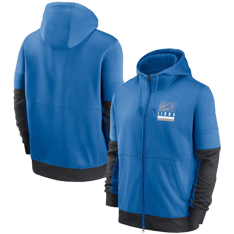 NFL Official Licensed NFL Detroit Lions Full Zip UP Hoodie Blue - america National Football League football Gear Apparel