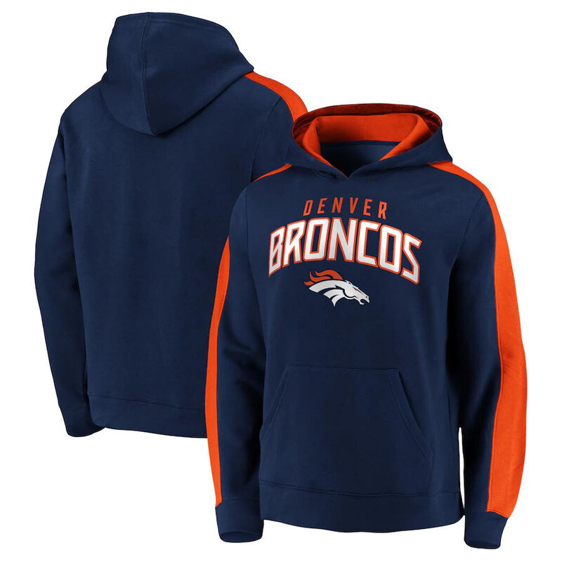 NFL Football Hoodie Denver Broncos Jersey Blue,Classic Team Logo - Long Sleeve Unisex Adult Pullover Hoodie - Officially Licensed NFL Apparel