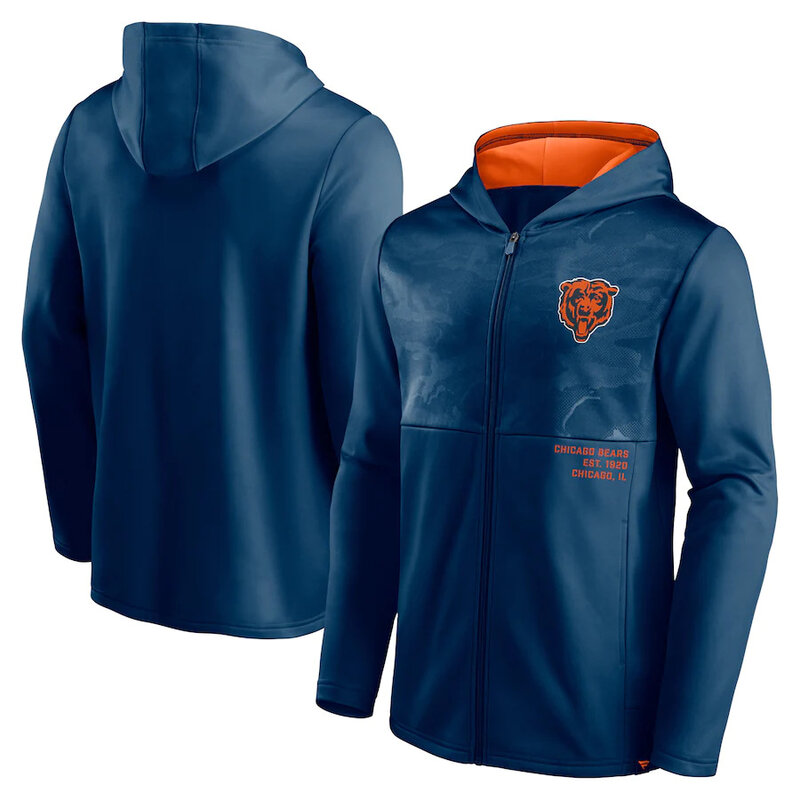 Official NFL merchandise NFL Football Wear Chicago Bears Zip UP Hoodie Blue america National Football League Jersery