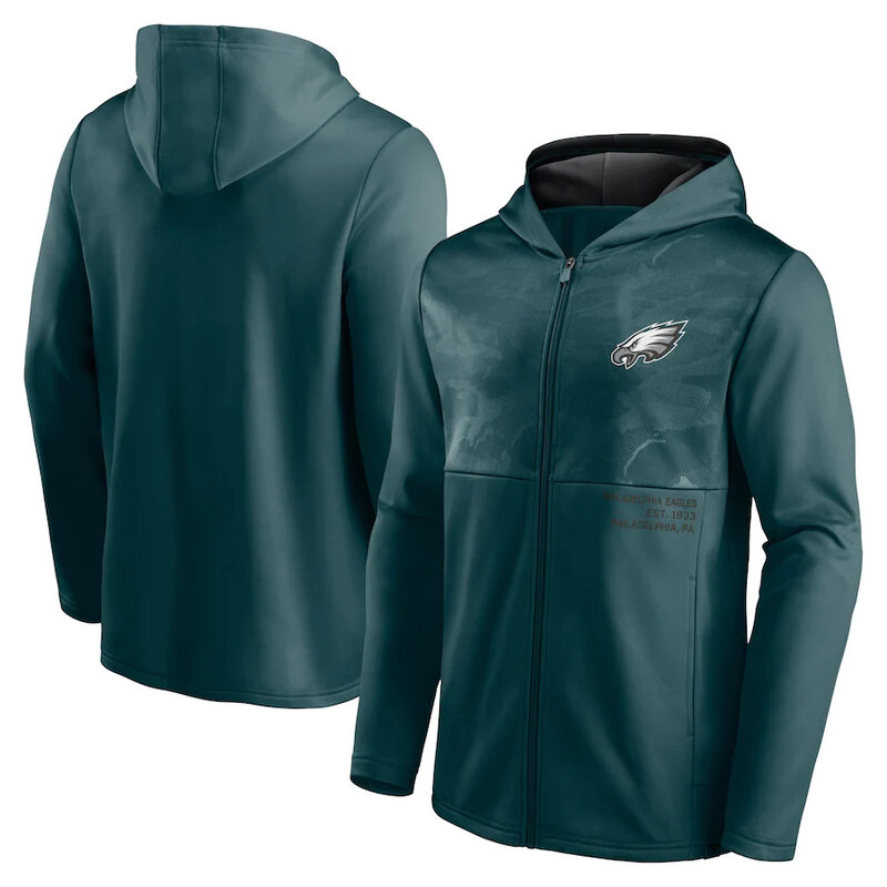 Official NFL merchandise NFL Football Wear Philadelphia Eagles Zip UP Hoodie Green america National Football League Jersery
