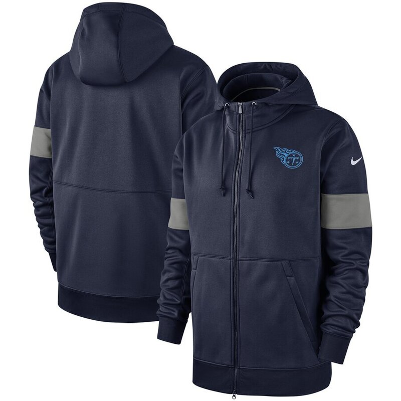 NFL Tennessee Titans long sleeve zip up hoodie with drawstring hooded,two front pocket,fashion National Football League apparel