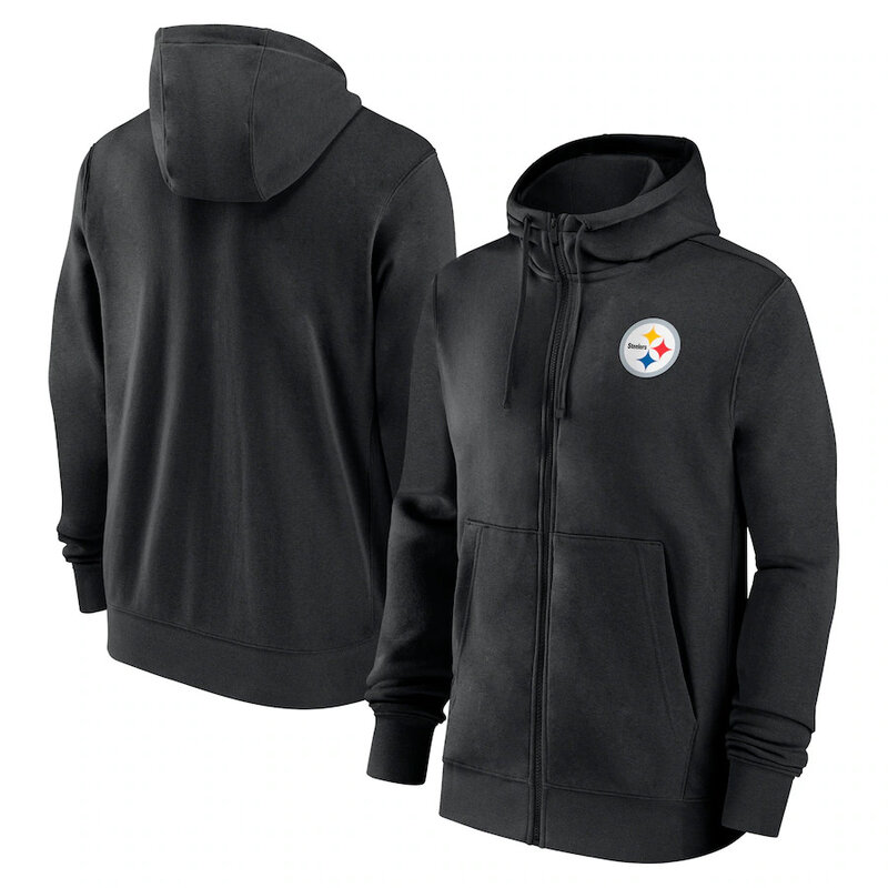 NFL merchandise Team Logo Pittsburgh Steelers full zip up hoodie - long sleeve hooded sweatshirt