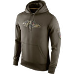 NFL apparel - NFL Gear Baltimore Ravens Football Hoodie Army Green,long sleeve drawstring hooded baseball sweatshirt with front pockets
