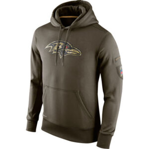 NFL apparel - NFL Gear Baltimore Ravens Football Hoodie Army Green,long sleeve drawstring hooded baseball sweatshirt with front pockets
